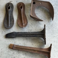 Cast Iron Antique Vintage Cobbler Shoe Form Stands with Forms. 1830’s, 1887, star last etc.