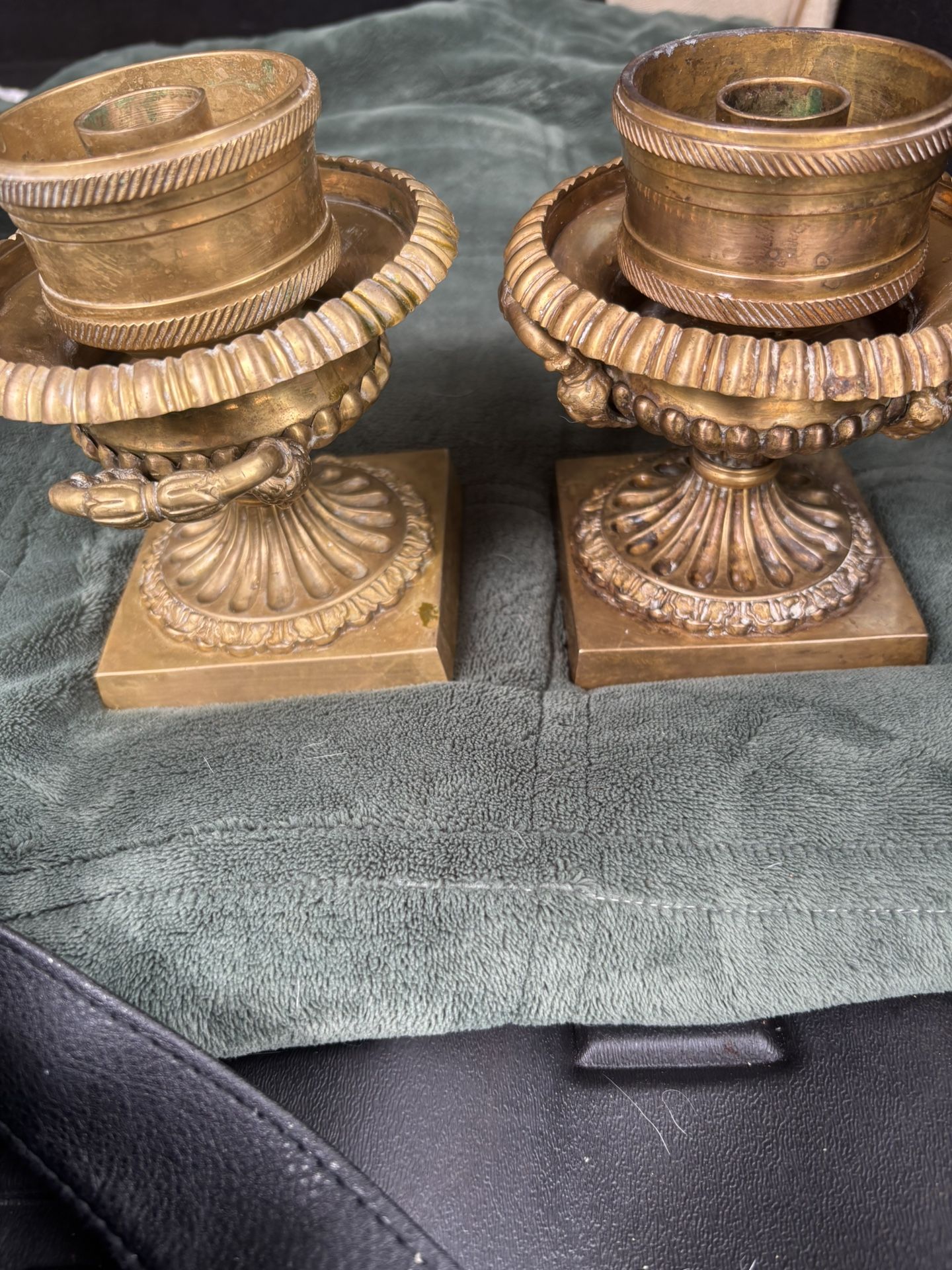 Selling As A Pair Antique brass french candle holders