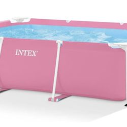 Intex  7 Ft x 4 Ft x 24 In. Rectangular Metal Frame Above Ground Outdoor By Swimming Pool, 439 Gallons