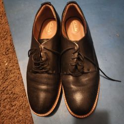 Clarks Black Leather Lace-Up Dress Shoes