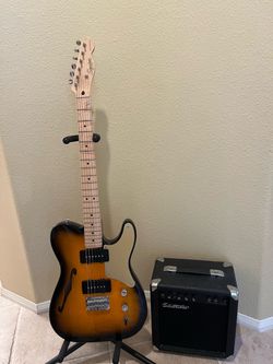 Squier Paranormal Thinline Carbronita Telecaster w/ Silvertone Amp
