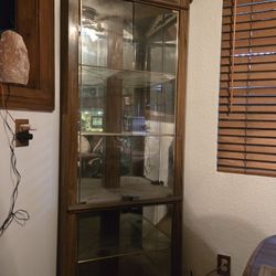 3 Corner Wood & Glass Cabinet
