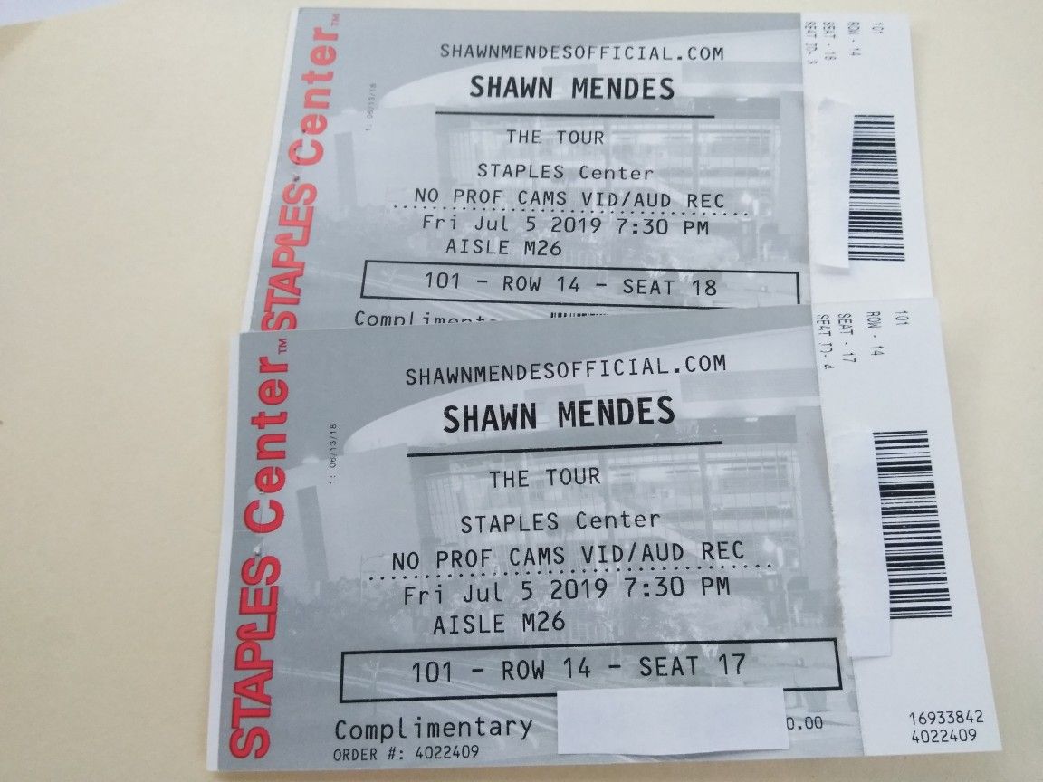 2 Shawn Mendes Tickets live at Staples Center