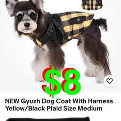 Dog Winter Plaid Zipper Jacket,Dog Apparel with Harness for Cold Weather, Outdoor Dog Jacket Warm Thick Winter Pet Dog coat for (Medium)Dogs