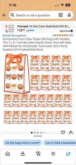 Basketball & Bows Favor Bags 24 Count