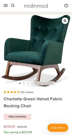 Charlotte Green Velvet Fabric Rocking Chair