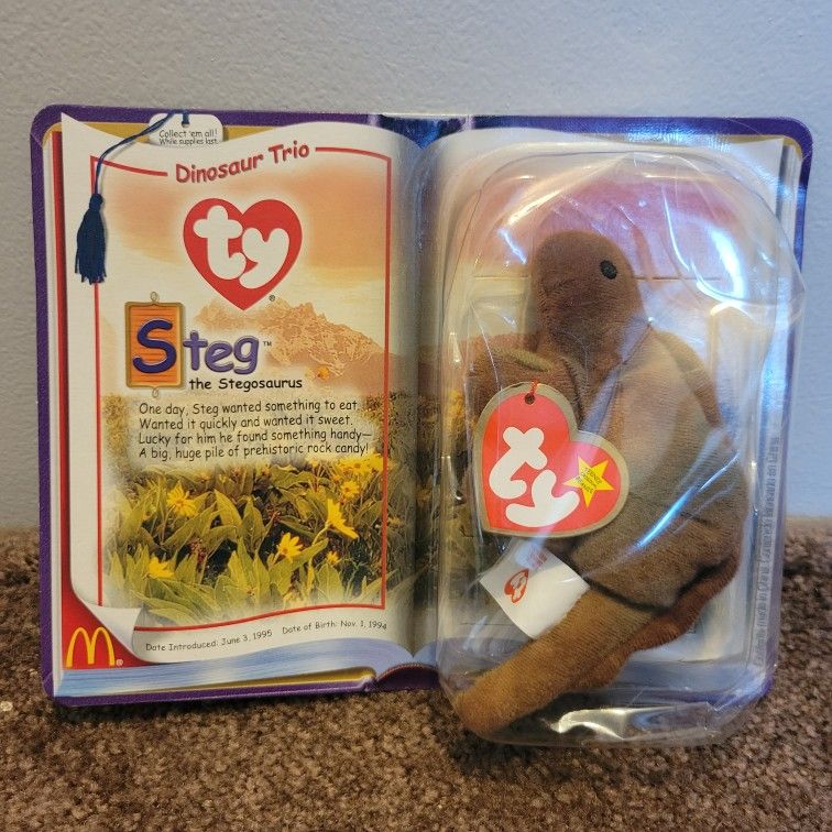 2000 Steg the Stegosaurus Dinosaur Ty Beanie Baby Babies McDonald's Plush Toy