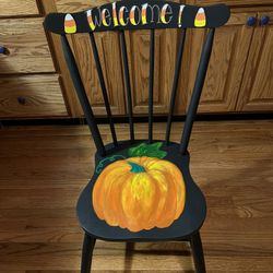 Hand-painted, Halloween Welcome Chair