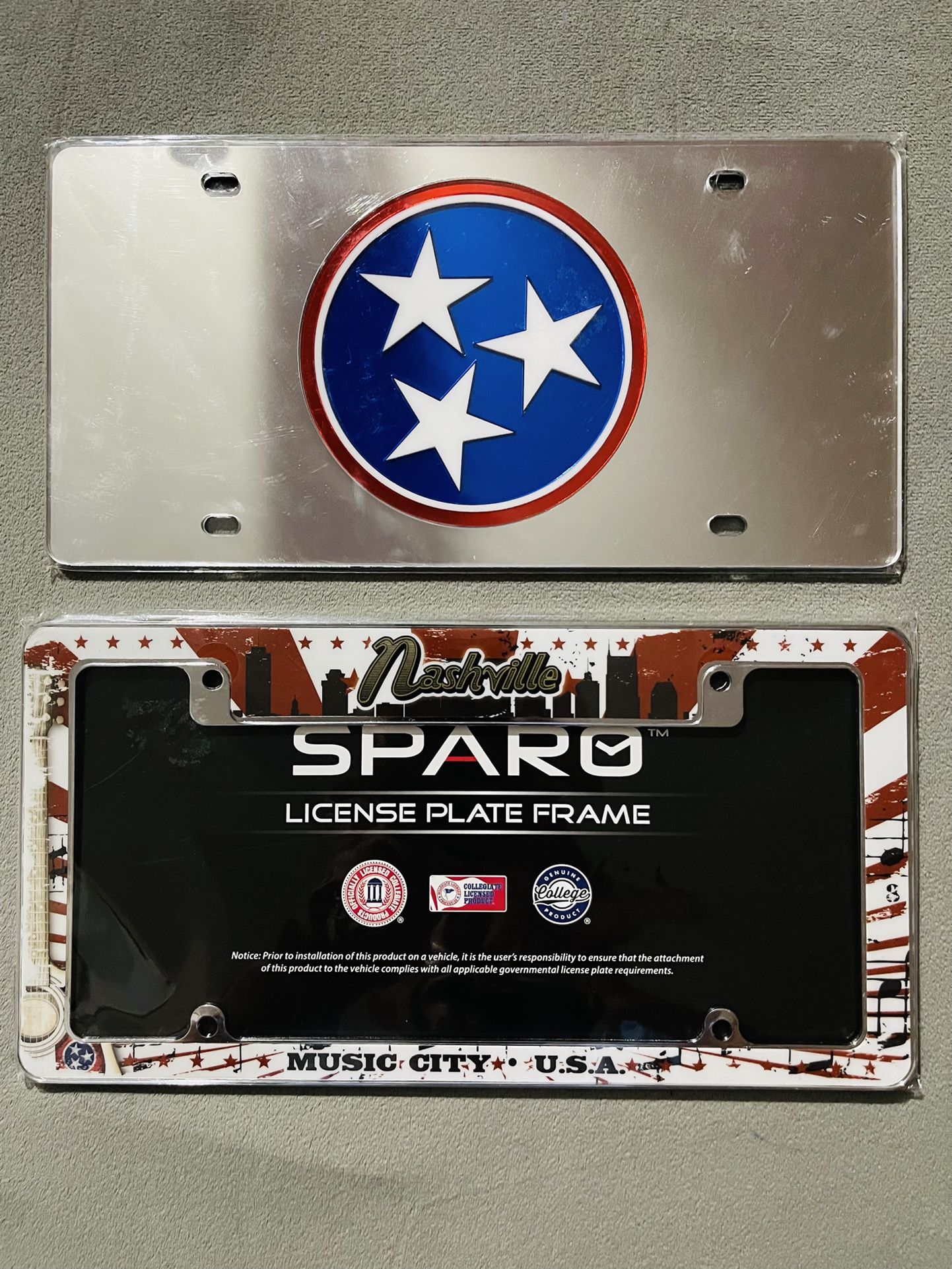Tennessee State Flag License Plate, New still in plastic.
