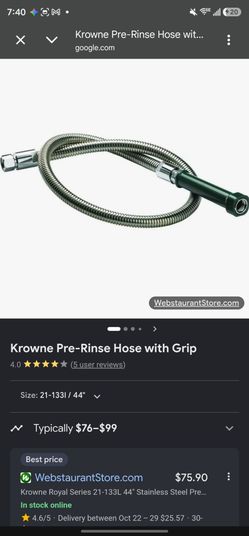Krowne Royal Series 21-133L 44" Stainless Steel Pre-Rinse Hose with Grip