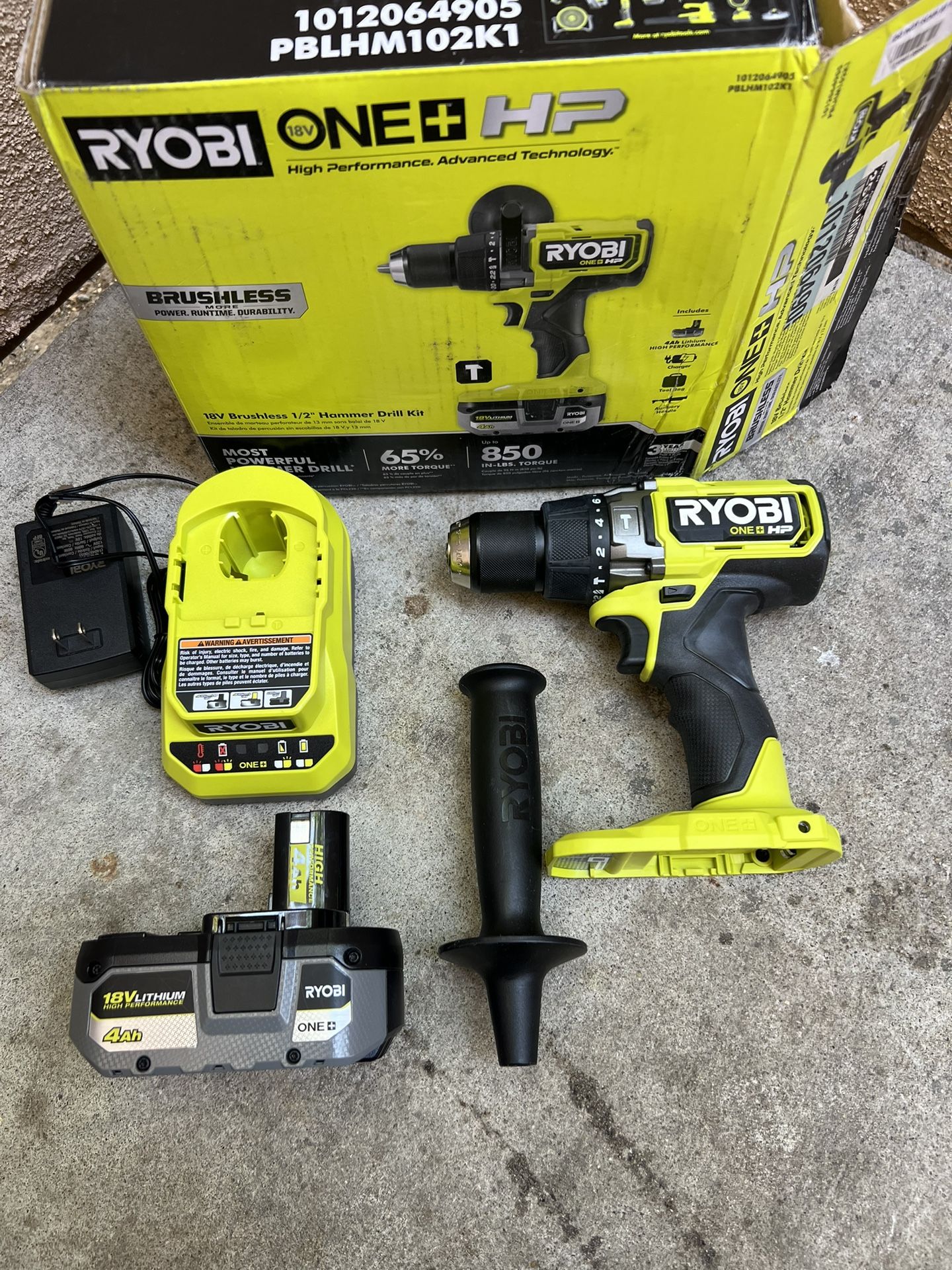 RYOBI ONE+ HP 18V Brushless Cordless 1/2 in. Hammer Drill Kit 4.0 Ah HIGH PERFORMANCE Battery & Charger