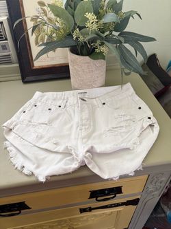 One X Teaspoon White Distressed Denim Cutoff Shorts