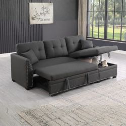 Reversible Pull Out Sleeper Sofa Bed Sectional Couch