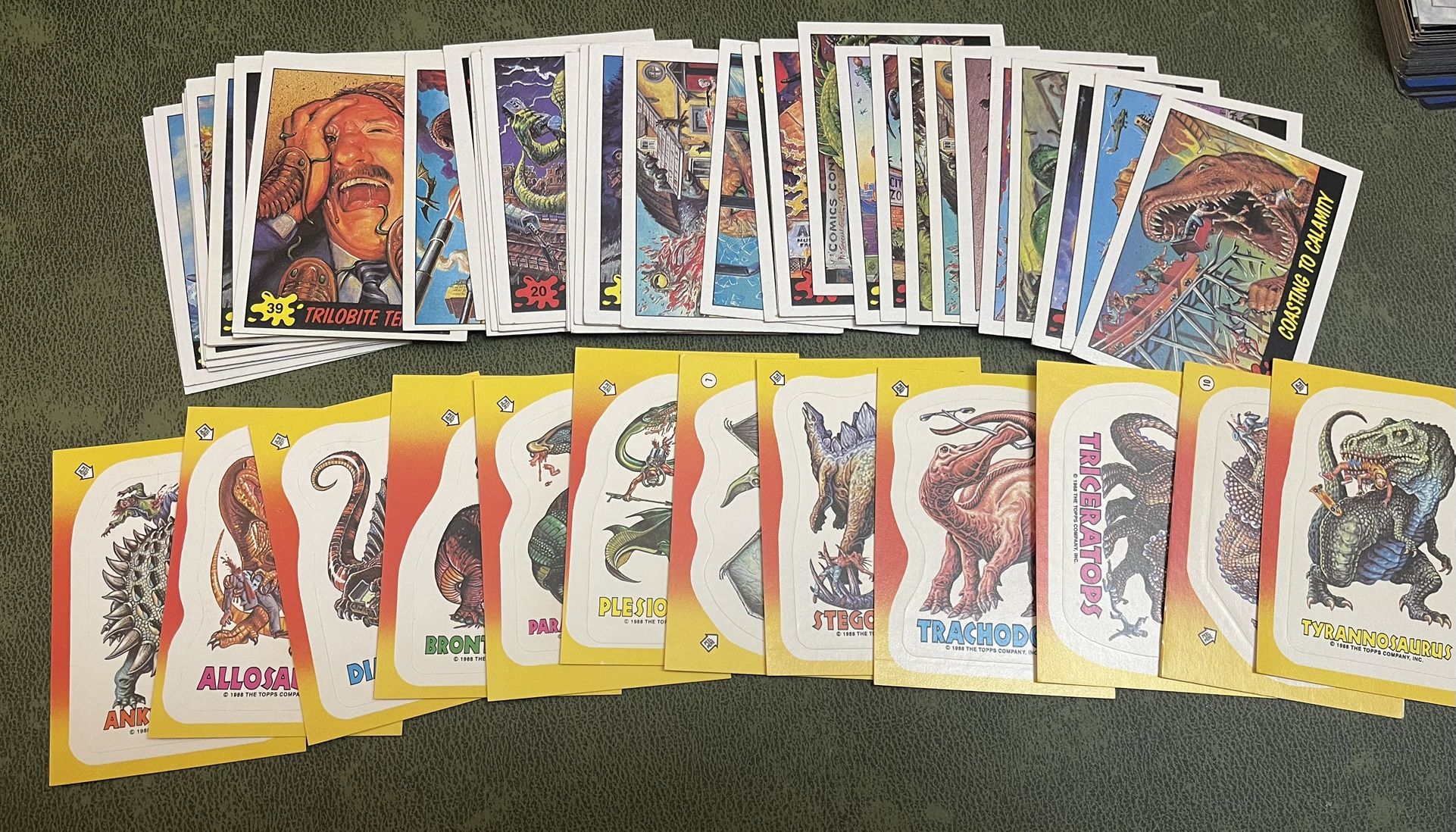 lot of 1987 dinosaurs attack cards 40 cards + 12 stickers