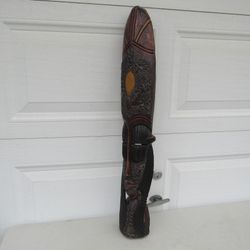African Hand Crafted Native Tribal Mask Wall Decor 31 1/2" Tall

