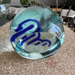 Glass Paperweight Made in Iceland-Signed