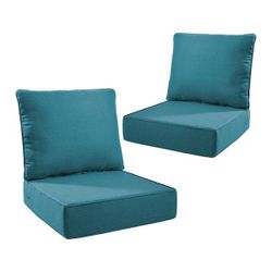 Duraolex 24 in. W x 24 in. D x 6 in. Thick Square 4-Piece Deep Seating Outdoor Lounge Chair Olefin Cushion, Peacock Blue