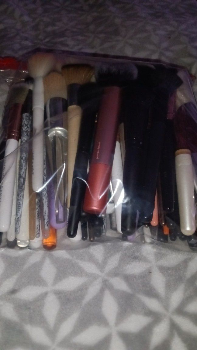 A Variety Of Make Up Brushes 