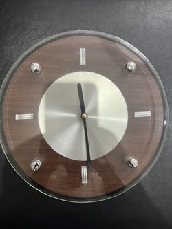 Modern Glass and Wood Wall Clock - Minimalist Design