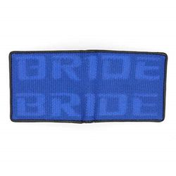 Brand New JDM XL Bride Blue Custom Stitched Racing Fabric Bifold Wallet Leather Gradate Men