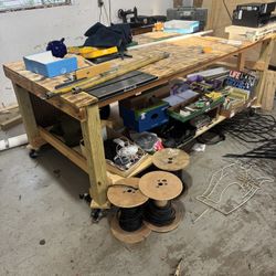 Heavy Duty 4’ X 8’ Rolling Wooden Workbench