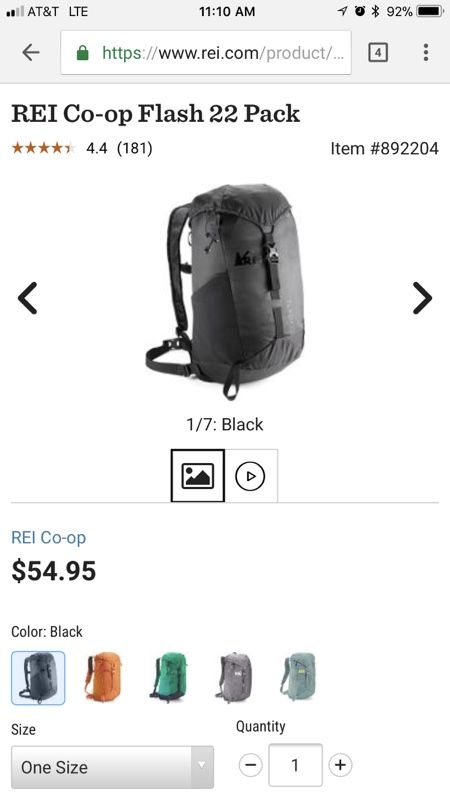 REI Co-op Flash 22 pack. Ultralight backpack daypack