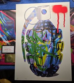 Banksy original print. What a killer grenade.