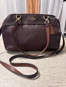 Coach Signature Embossed Leather Satchel Bag