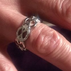 Hollow Shaped CZ in Sterling Silver Engagement Ring