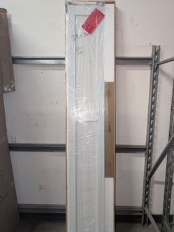 25 in. x 84 in. Solid Core White Primed MDF Wood Paneled H Design Bi-Fold Door Style Barn Door with Hardware