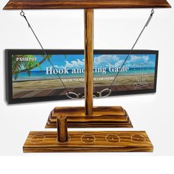 Hook and Ring Game, Ring Toss Games for Adults, Outdoor Indoor Handmade Wooden Hook and Toss Games for Home, Party