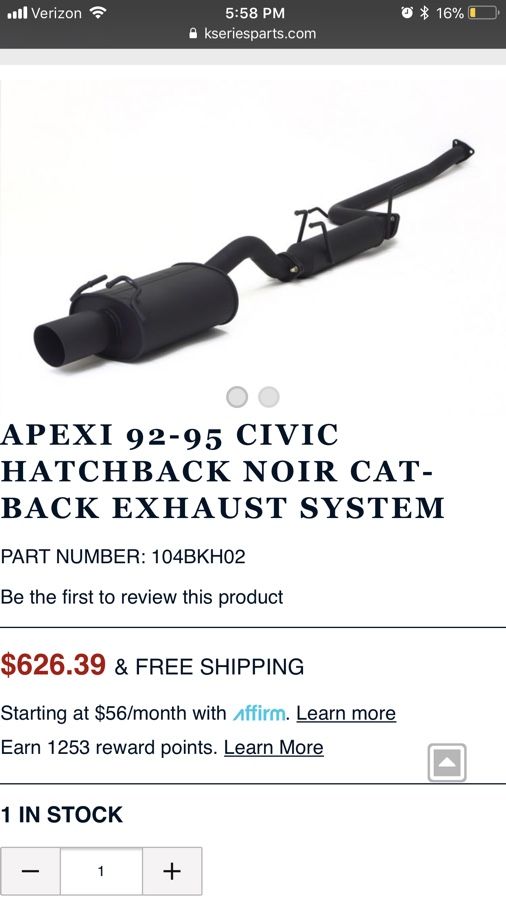 Apexi Noir ws2 exhaust for Honda Civic 92-95 hatchback for eg hatch