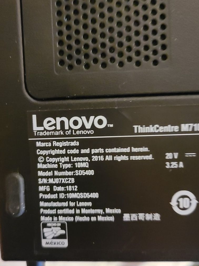 LENOVO desktop Tower, Keyboard & Mouse.