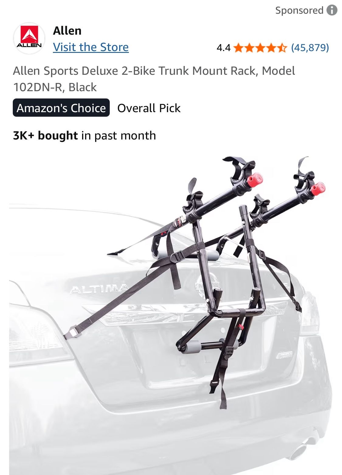 Allen Sports deluxe 2 Bike Trunk Mount.