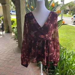 Women’s Red Floral Blouse