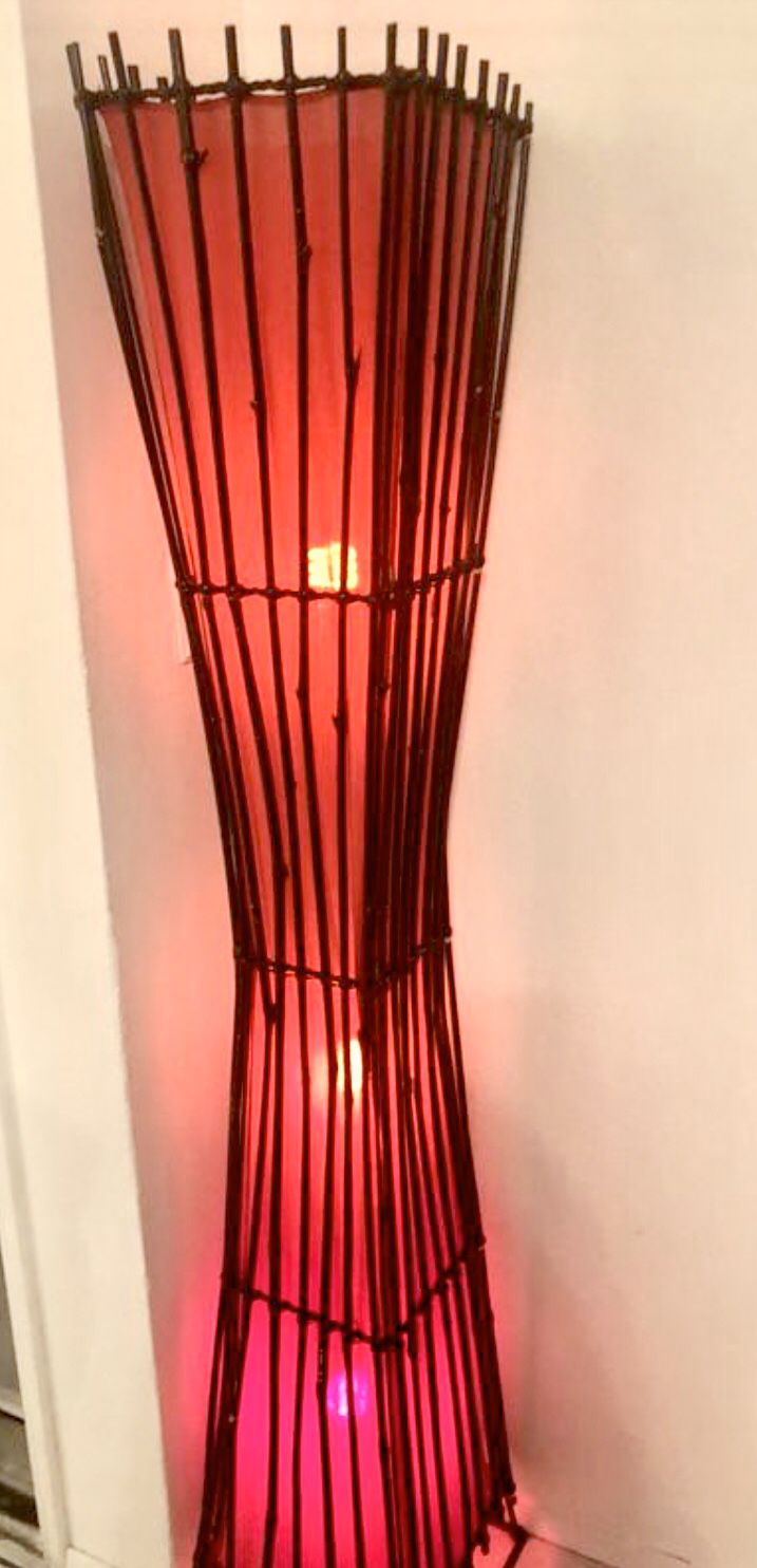 Tall red Japanese antique lantern lamp