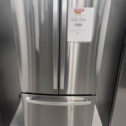 GE Counter-Depth 18.6-cu ft 3 -Door French Door Refrigerator with Ice Maker with Water Dispenser