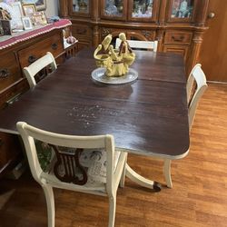 Vintage Drop Leaf Paris Motif Dining Table 