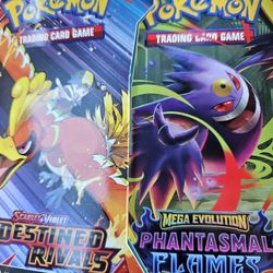 Pokemon Destined Rivals And Phantasmal Flames Booster Pack