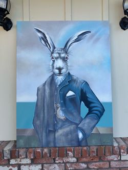 Large Rabbit in Suit Original Canvas Painting
