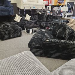 Super Deal XL Sectional Corduroy Fabric 3 Pcs $1998 Add Oversize Chaise $649 