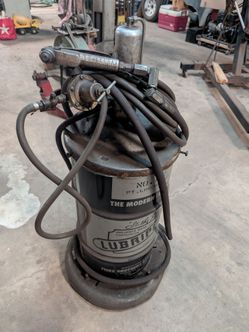 Lubriplate Pneumatic Grease Pump & Rolling Barrel Dolly