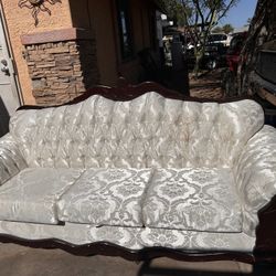 Pretty White Couch $300.  Antique Couch.  Delivered Available Now 
