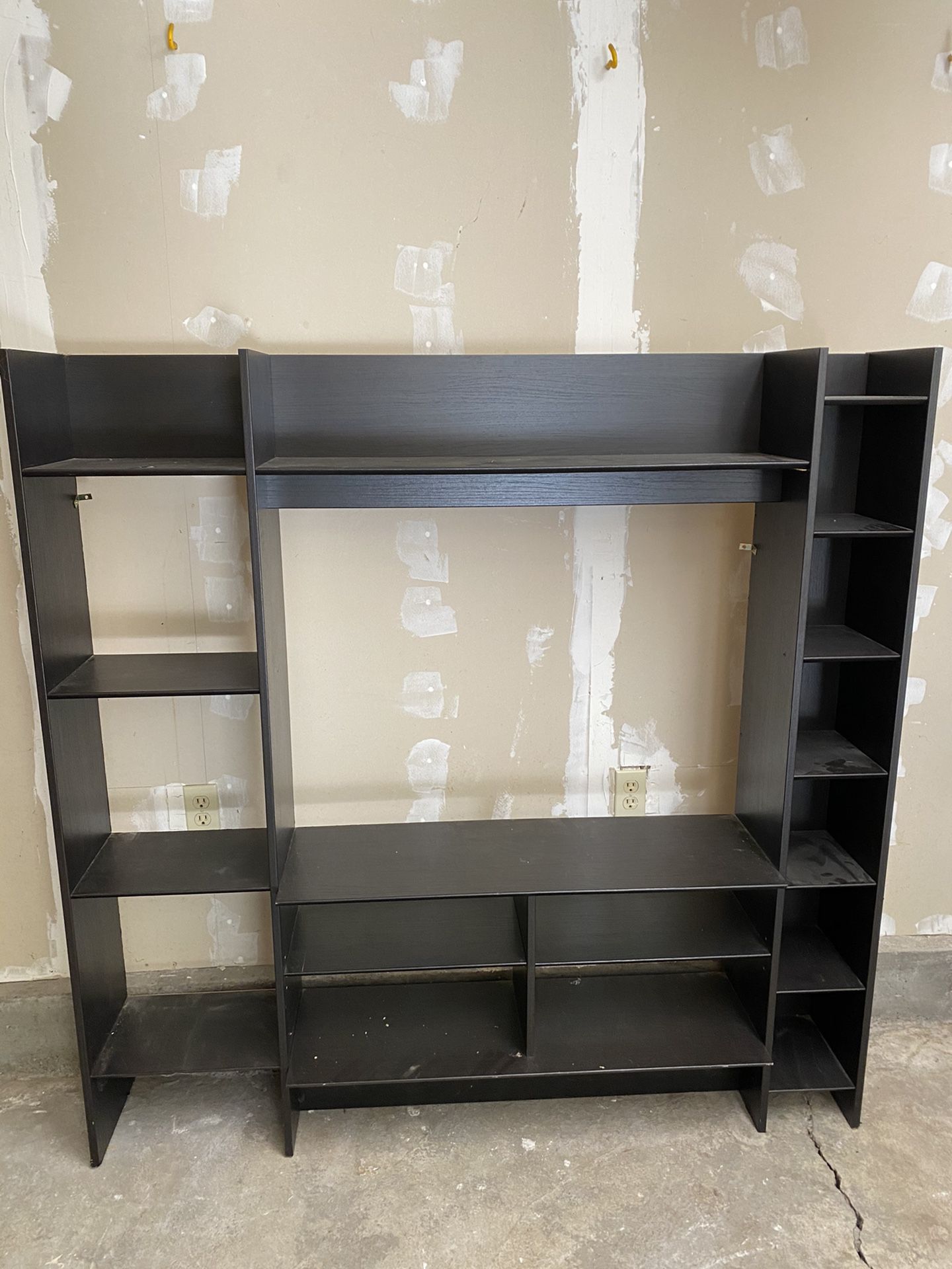TV stand and bookshelves