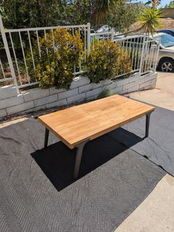 Crate & Barrel "Lakin" 52" Solid Wood Coffee Table - Premium Modern Industrial