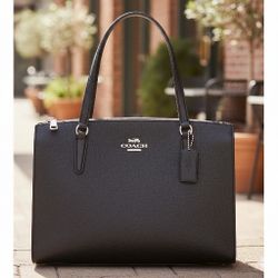 Coach Black Leather Tote Bag
