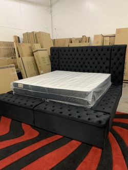 New In Box King Bed Frame With Mattress (Read Description Below)
