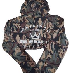 Blessed Camo Crop Top Hoodie 