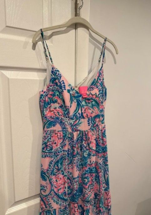 Lilly Pulitzer Melody Maxi in Pink Tropics Tint Tangerine Dream size 6