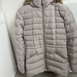 Michael Kore Cream Colored Parka With Faux Fur